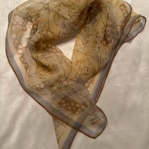 Vera Neumann 100% Silk Brown and Cream Scarf